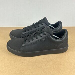 Vessi Soho Asphalt Faux Leather Sneakers Mens 10 All Black Low Top Lace Up